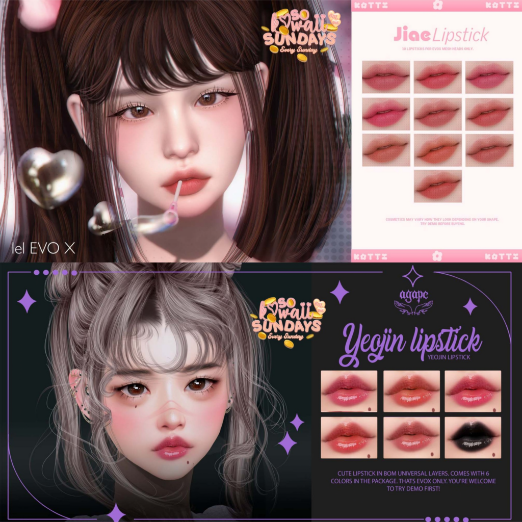 Jiae Lipstick - EvoX | Yeojin Lipstick - EvoX	&lt;a href=&quot;https://maps.secondlife.com/secondlife/Dark%20Desires/239/193/25&quot; target=&quot;_blank&quot;&gt;Teleport&lt;/a&gt;