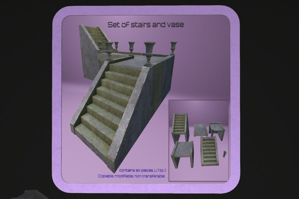 Set of Stairs and Vase Decor, L$210