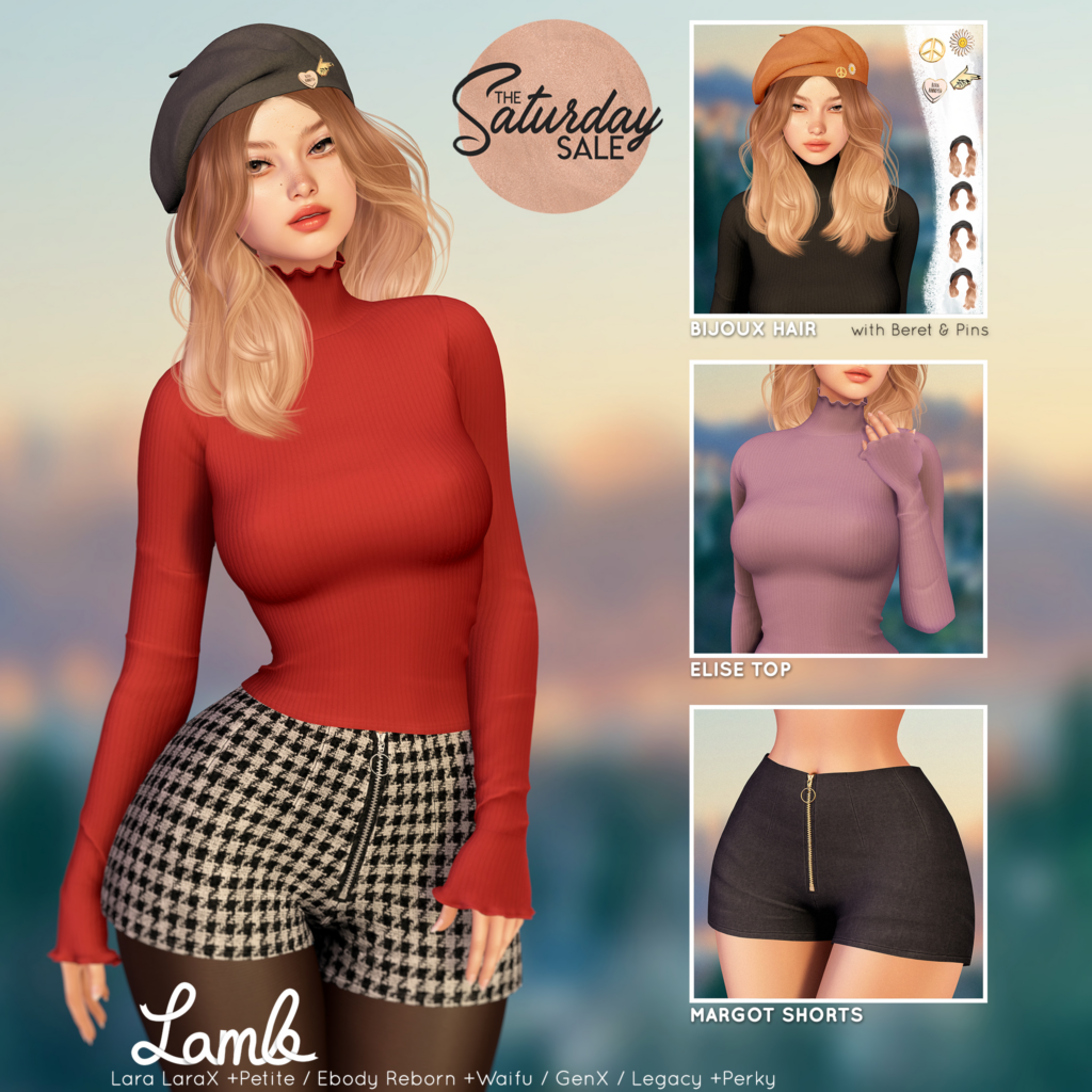 Elise Top &amp; Margo Shorts - GenX/Legacy/MaitreyaX/Reborn/+mods | Bijoux Hairstyle	&lt;a href=&quot;http://maps.secondlife.com/secondlife/Lula/132/84/25&quot;&gt;Teleport&lt;/a&gt;