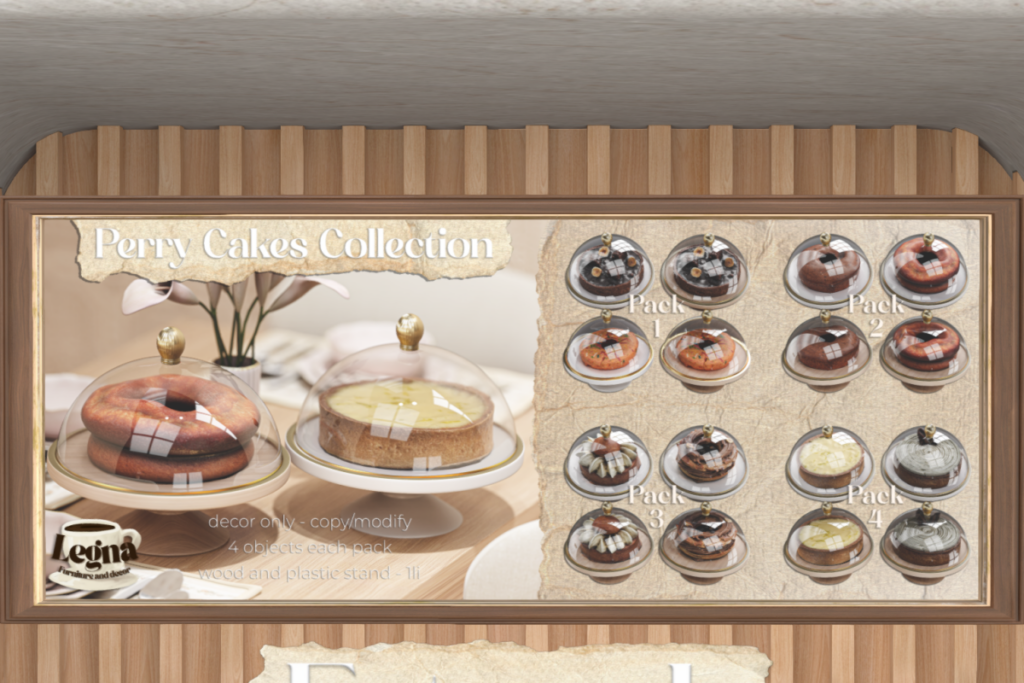 Perry Cakes Collection, L$349 each/L$999 FP