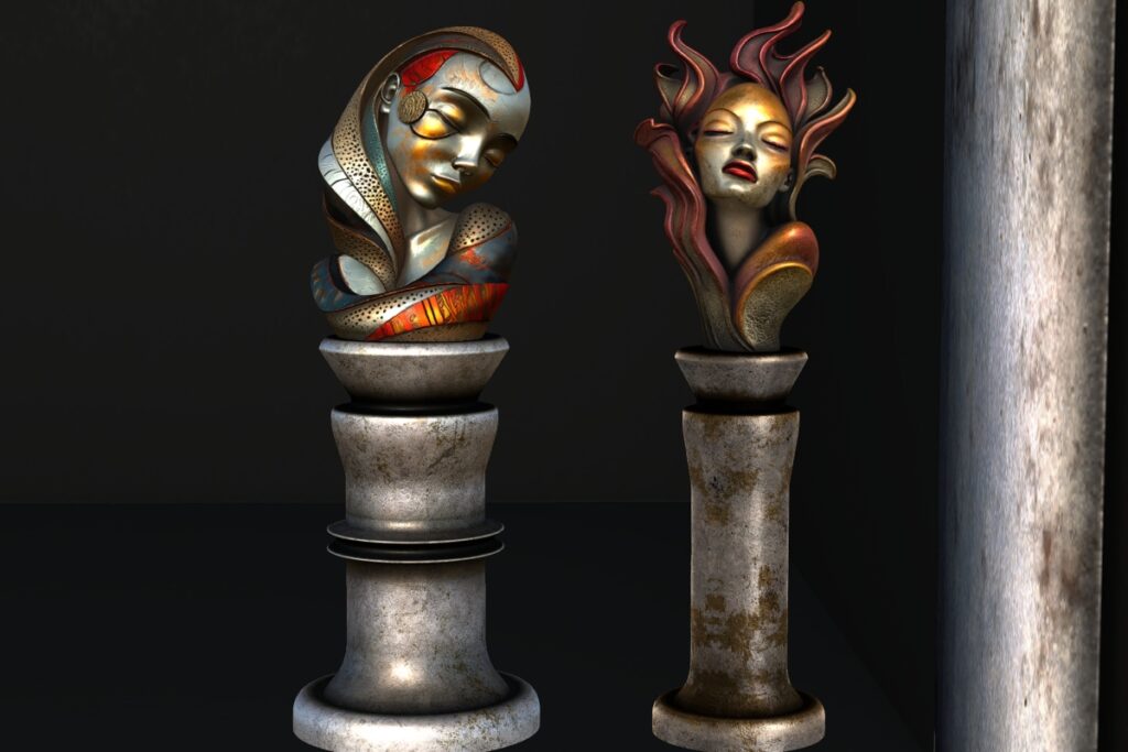 Busto Mujer Colores XXV Statue &amp; Busto Mujer XXV Statues, L$300 each