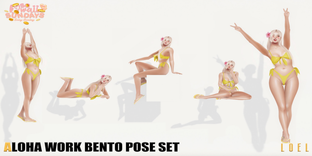 Aloha Work Poses	&lt;a href=&quot;http://maps.secondlife.com/secondlife/Stargazer%20Galaxy/101/47/3118&quot;&gt;Teleport&lt;/a&gt;