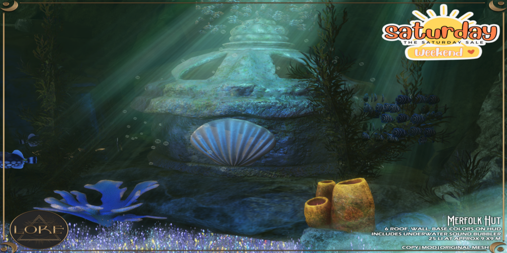 Merfolk Hut	&lt;a href=&quot;http://maps.secondlife.com/secondlife/Lore/198/77/954&quot;&gt;Teleport&lt;/a&gt;