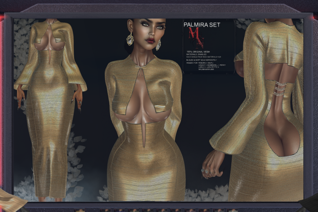 Palmira Blouse and Skirt - Legacy/MaitreyaX/Nhumana/Reborn/+mods, L$280-L$300 each/L$1650-L$1850 each FP
