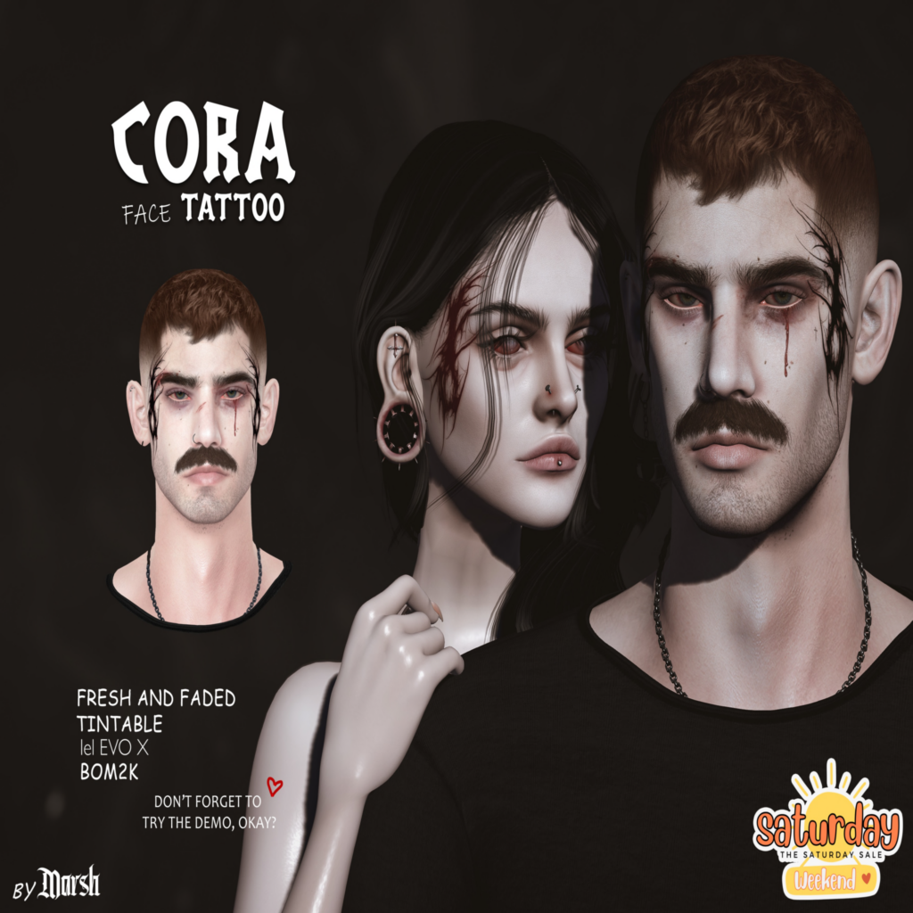 Cora Face Tattoo - EvoX	&lt;a href=&quot;http://maps.secondlife.com/secondlife/Heathrow%20Valley/54/99/757&quot; target=&quot;_blank&quot;&gt;Teleport&lt;/a&gt;