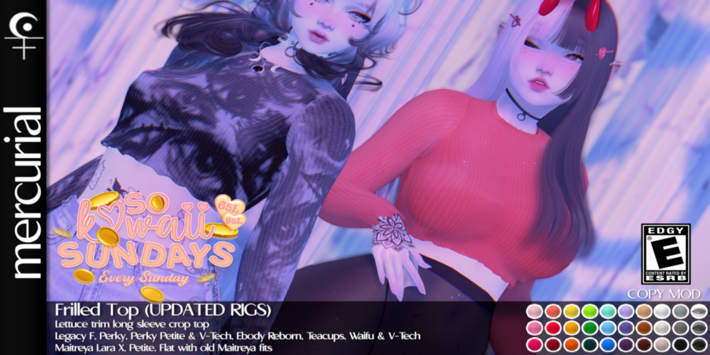 Frilled Top - Legacy/Maitreya/Reborn/+mods	&lt;a href=&quot;http://maps.secondlife.com/secondlife/Embrace%20the%20Ocean/111/171/1096&quot; target=&quot;_blank&quot;&gt;Teleport&lt;/a&gt;