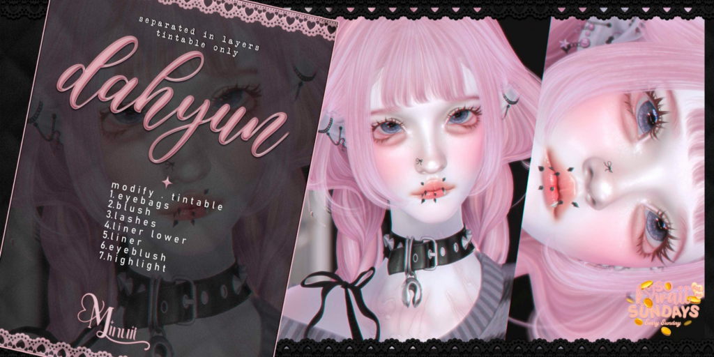 Dahyun Cosmetics - no fits listed	&lt;a href=&quot;http://maps.secondlife.com/secondlife/Tomoeda/212/204/2063&quot;&gt;Teleport&lt;/a&gt;
