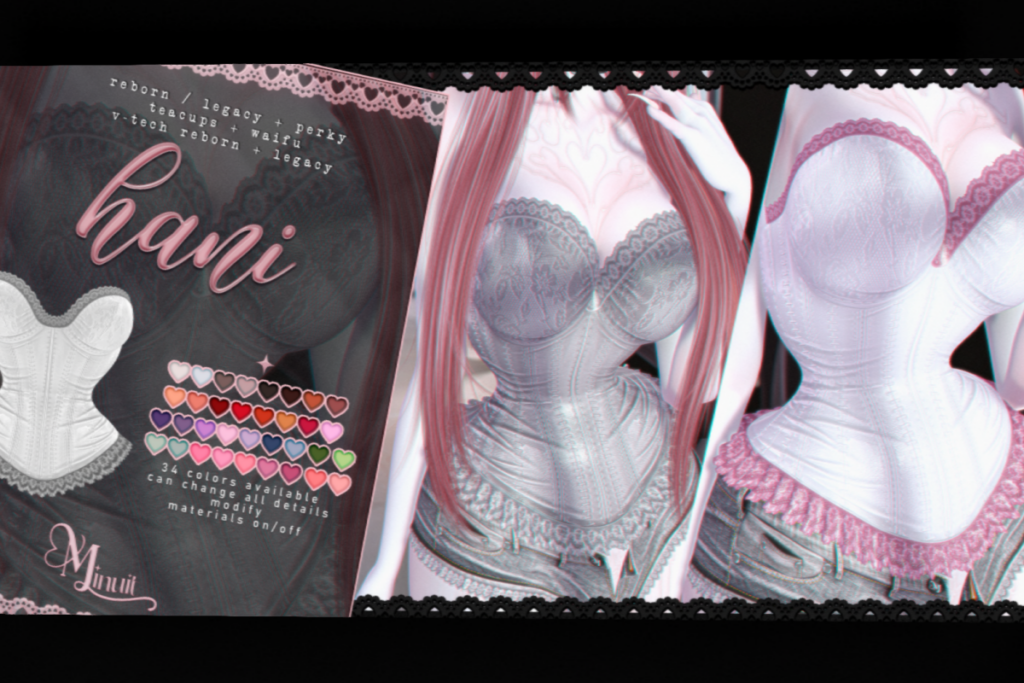Hani Corset - Legacy/Reborn/+mods, L$800 each/L$1399 FP