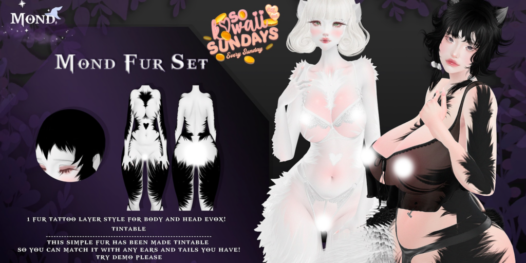 Fur Set - BOM/EvoX	&lt;a href=&quot;http://maps.secondlife.com/secondlife/Crocus%20Island/51/47/25&quot;&gt;Teleport&lt;/a&gt;