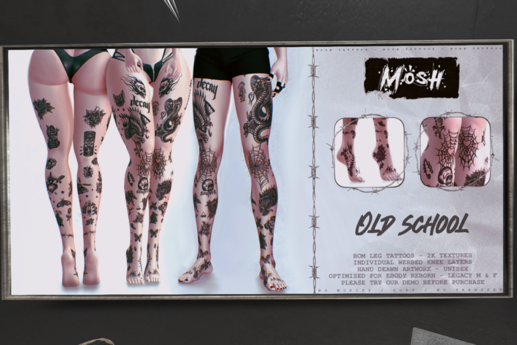 Old School Tattoo - BOM for Legacy F+M/Reborn, L$249