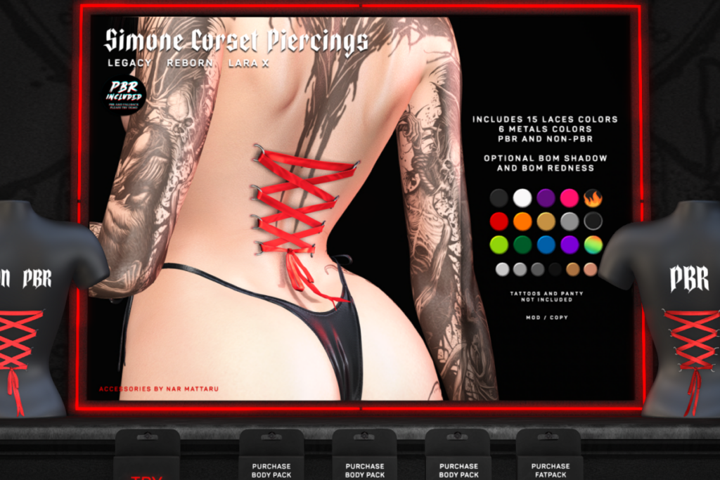 Simone Corset Piercings - Legacy/MaitreyaX/Reborn, L$475 each/L$997 FP