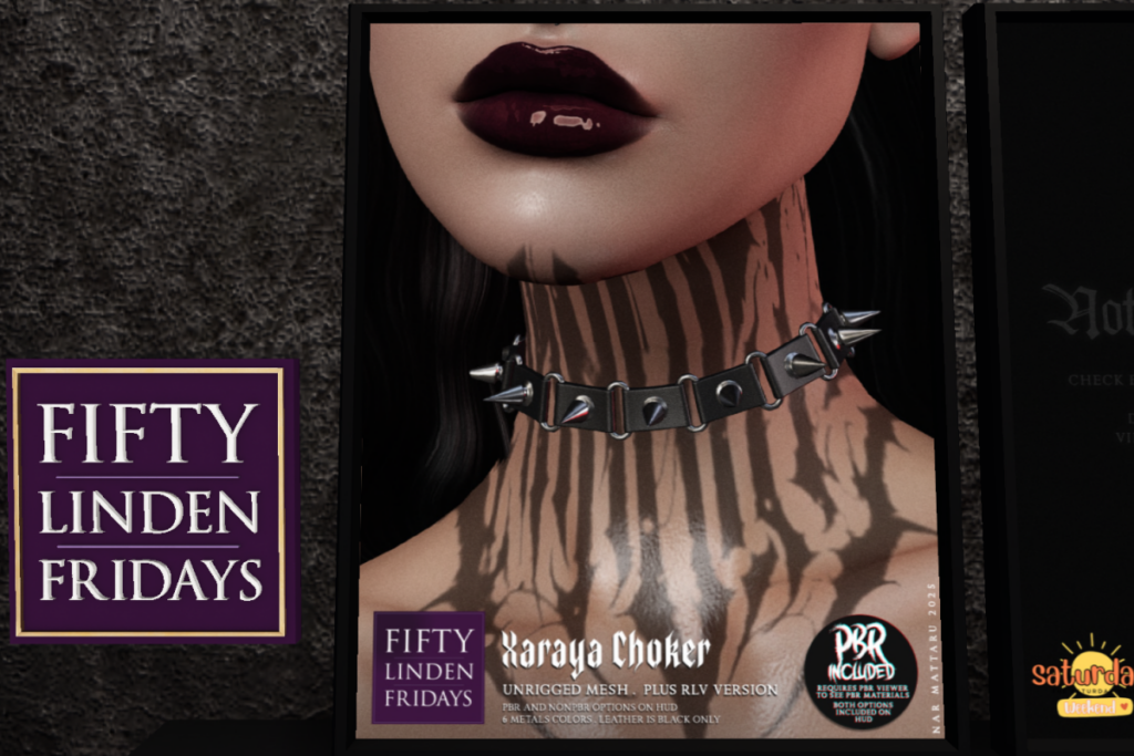 Xaraya Choker	&lt;a href=&quot;http://maps.secondlife.com/secondlife/Nocturnal%20Collective/120/126/29&quot; target=&quot;_blank&quot;&gt;Teleport&lt;/a&gt;