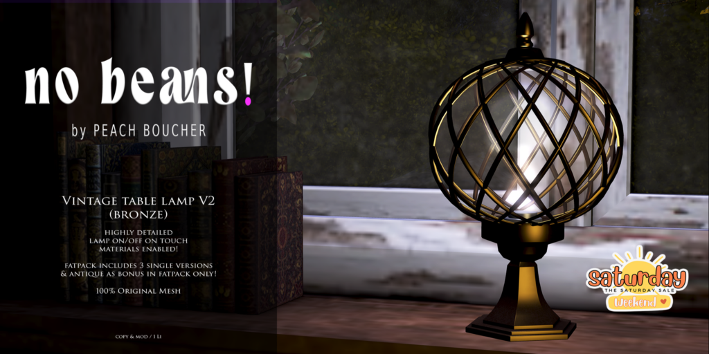 Vintage Table Lamp V2	&lt;a href=&quot;http://maps.secondlife.com/secondlife/Ethereal%20Shores/75/234/3002&quot;&gt;Teleport&lt;/a&gt;