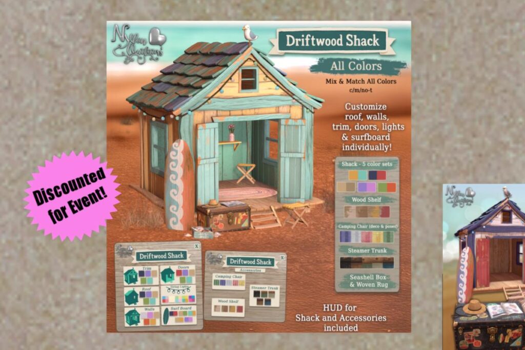 Driftwood Shack, L$150 each/L$500 FP