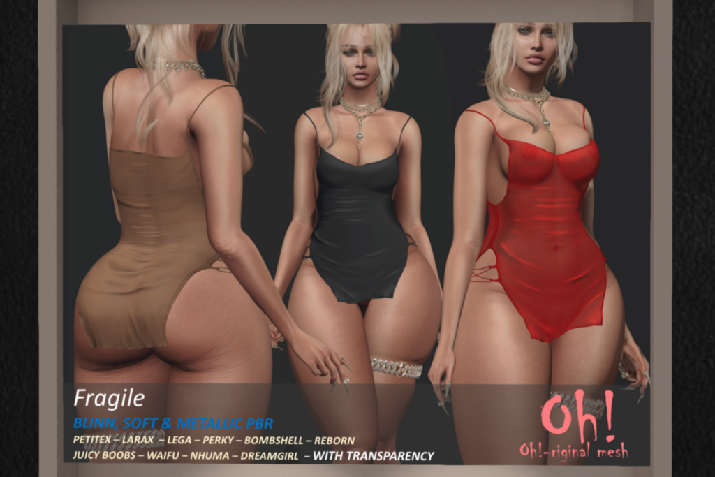 Fragile Dress - Legacy/MaitreyaX/Nhumana/Reborn/+mods, L$699 each/L$1999 FP