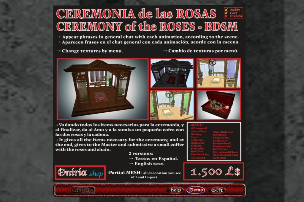 Ceremony Of The Roses Decor, L$1500