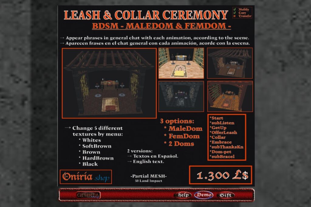 Leash &amp; Collar Ceremony Decor, L$1300