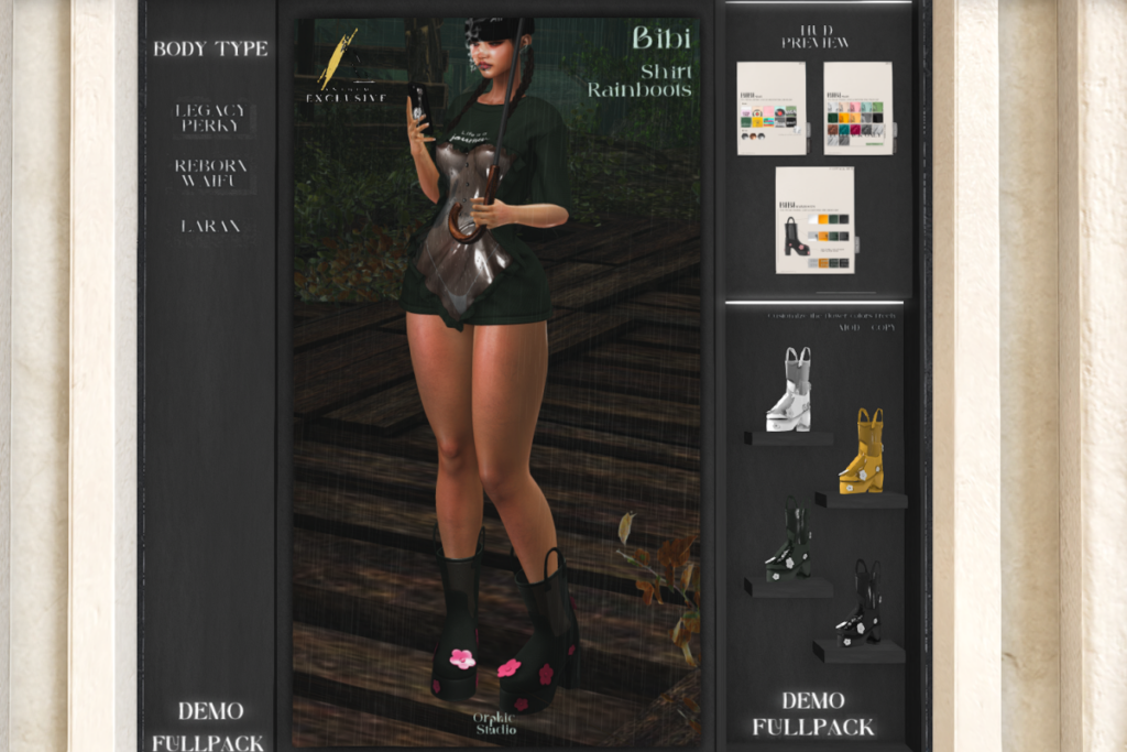 Bibi Shirt &amp; Rainboots - Legacy/MaitreyaX/Reborn/+mods, L$270-L$499 each/L$500-L$1460 each FP