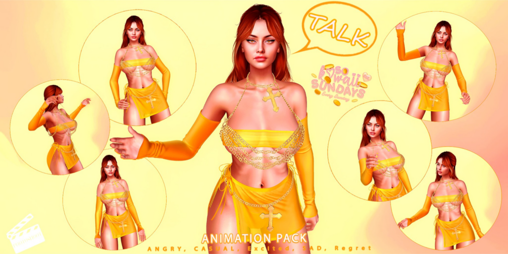 Talk Animations	&lt;a href=&quot;http://maps.secondlife.com/secondlife/VELOUR/200/203/1965&quot;&gt;Teleport&lt;/a&gt;