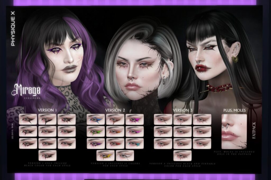 Mirage Eyeliners - EvoX, L$280 each/L$800 FP