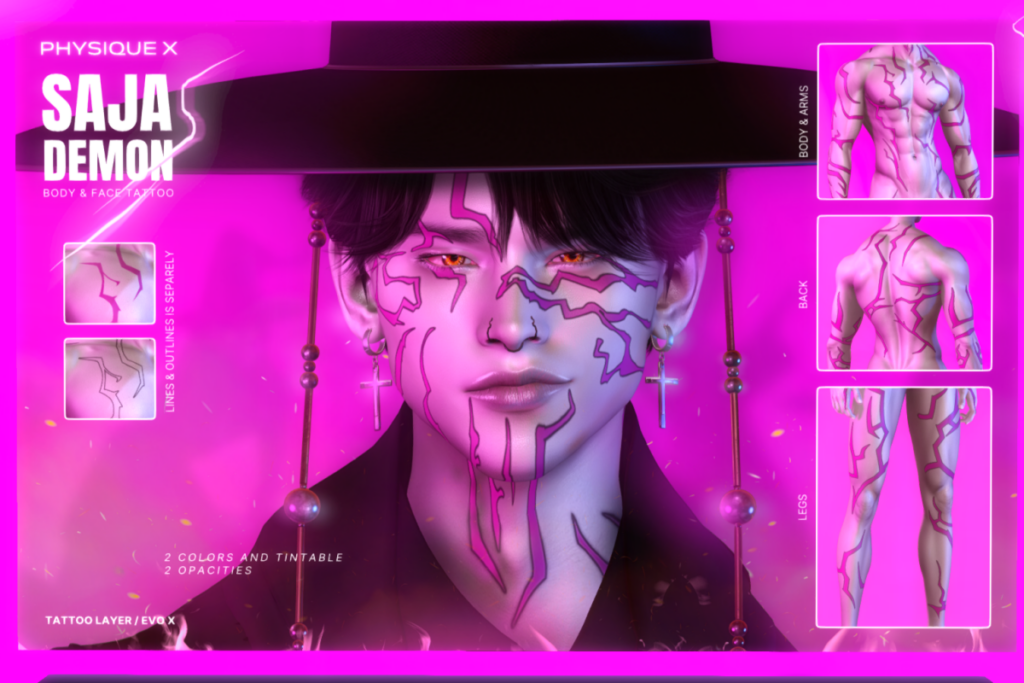 Saja Demon Face Tattoo - EvoX, L$449