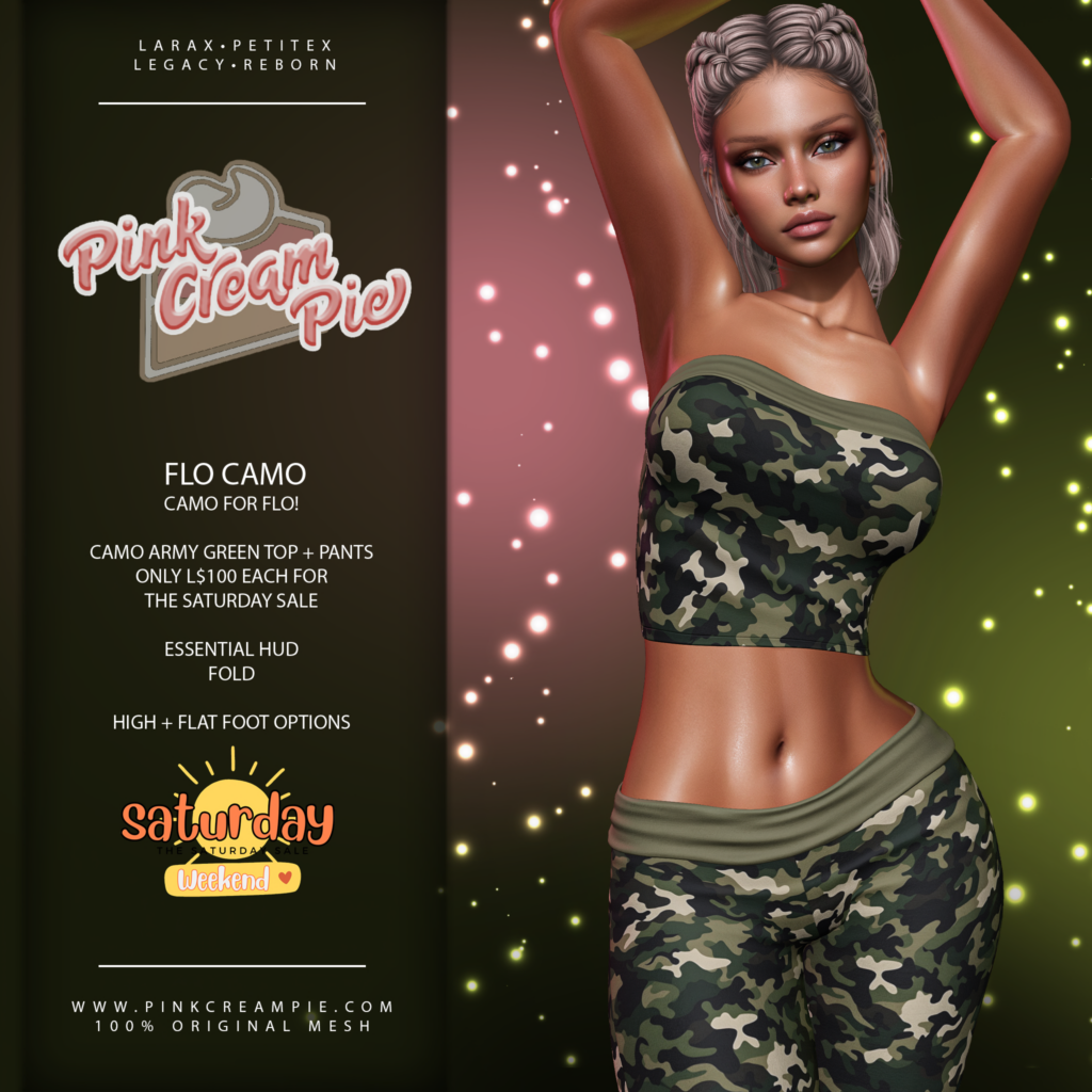 Flo Camo Outfit - Legacy/MaitreyaX/Reborn/+mods	&lt;a href=&quot;http://maps.secondlife.com/secondlife/Pink%20Cream%20Pie/123/163/24&quot;&gt;Teleport&lt;/a&gt;