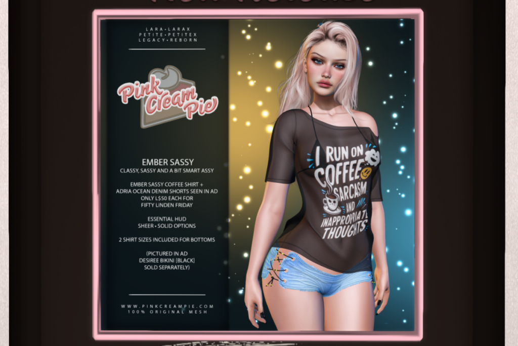 Adria Short - Legacy/Maitreya/Reborn/+mods | Ember Shirt -  Legacy/Maitreya/Reborn/+mods	&lt;a href=&quot;http://maps.secondlife.com/secondlife/Pink%20Cream%20Pie/123/163/24&quot;&gt;Teleport&lt;/a&gt;