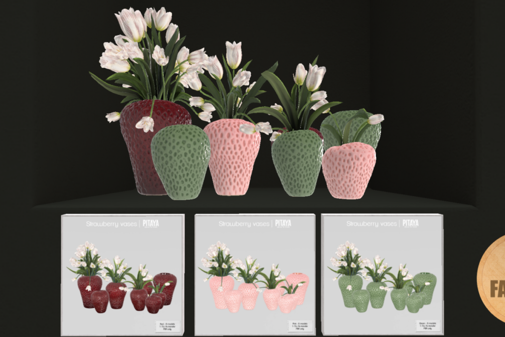 Strawberry Vases, L$300 each/L$550 FP