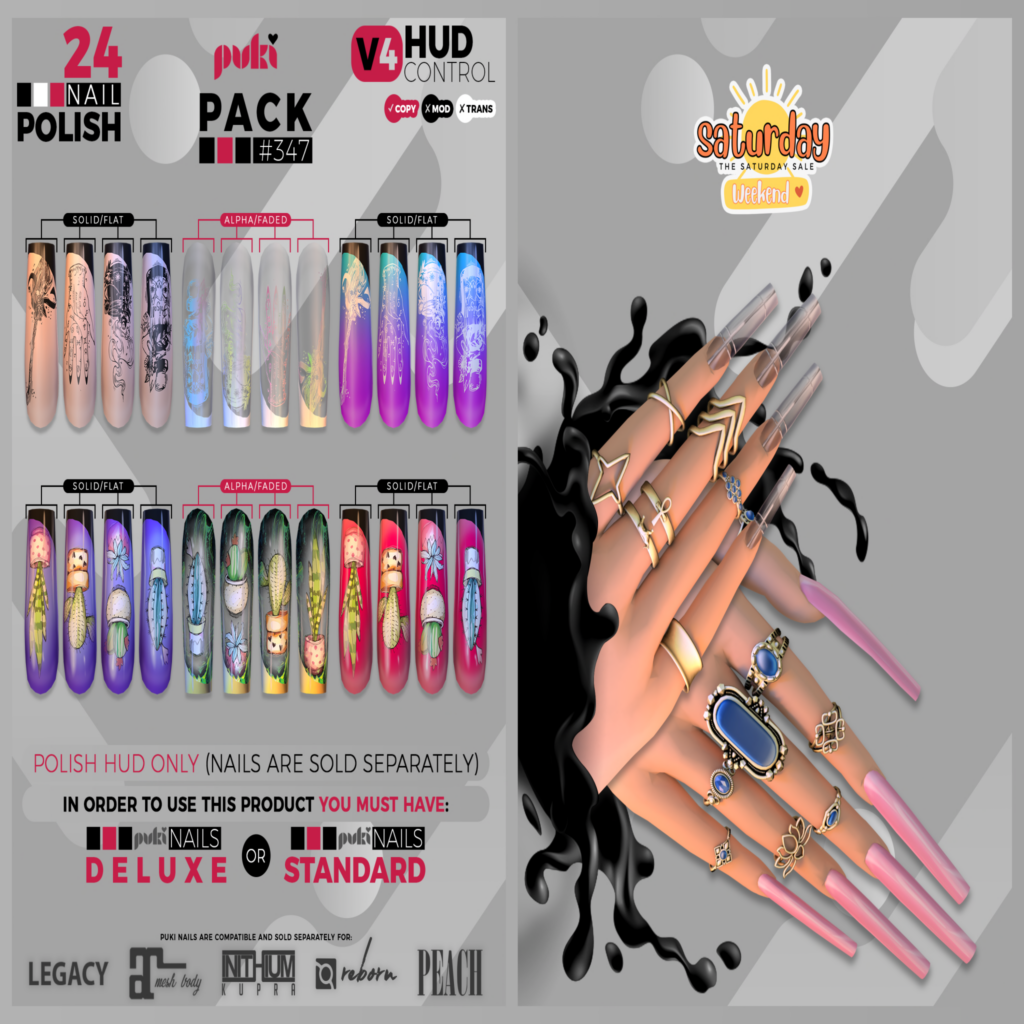 347 Pack Nail Polish Appliers for Puki Mesh Nails - Inithium/Legacy/Maitreya/Peach/Reborn	&lt;a href=&quot;http://maps.secondlife.com/secondlife/The%20Valley/136/226/501&quot;&gt;Teleport&lt;/a&gt;