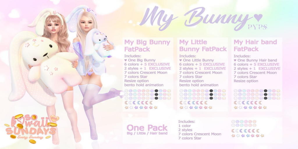 My Bunny Accessories	&lt;a href=&quot;http://maps.secondlife.com/secondlife/Future%20Dreams/66/190/899&quot;&gt;Teleport&lt;/a&gt;