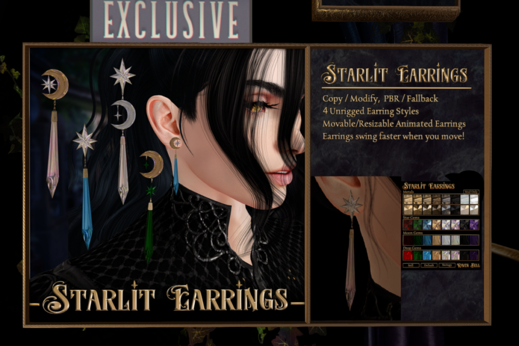 Starlit Earrings, L$350