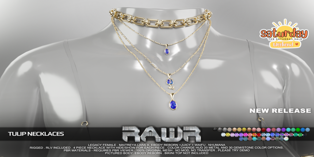Tulip Necklaces - Legacy/MaitreyaX/Nhumana/Reborn/+mods	&lt;a href=&quot;http://maps.secondlife.com/secondlife/RAWR/75/136/24&quot;&gt;Teleport&lt;/a&gt;