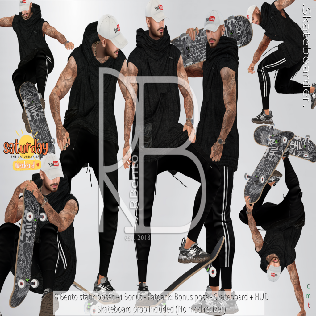 Skateboarder Poses &amp; Props	&lt;a href=&quot;http://maps.secondlife.com/secondlife/Lorena%20Blue/45/3/22&quot;&gt;Teleport&lt;/a&gt;