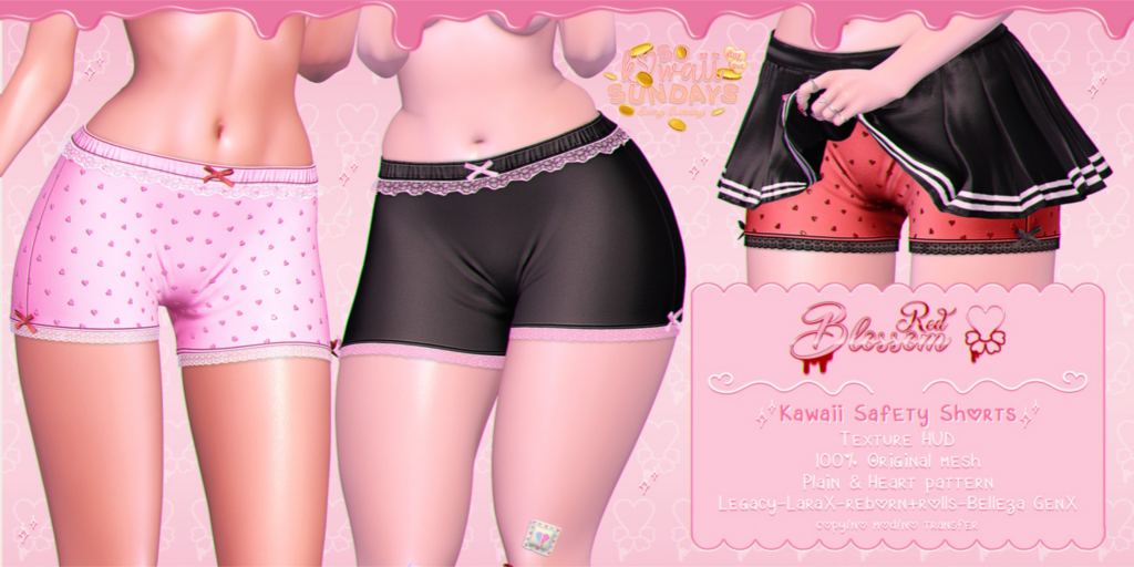 Kawaii Safety Shorts - GenX/Legacy/MaitreyaX/Reborn/+mods	&lt;a href=&quot;https://maps.secondlife.com/secondlife/Anhedonia/112/132/998&quot;&gt;Teleport&lt;/a&gt;