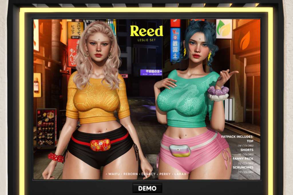 Leslie Top, Shorts, &amp; Fanny Pack - Legacy/MaitreyaX/Reborn/+mods, L$249 each/L$1499 FP
