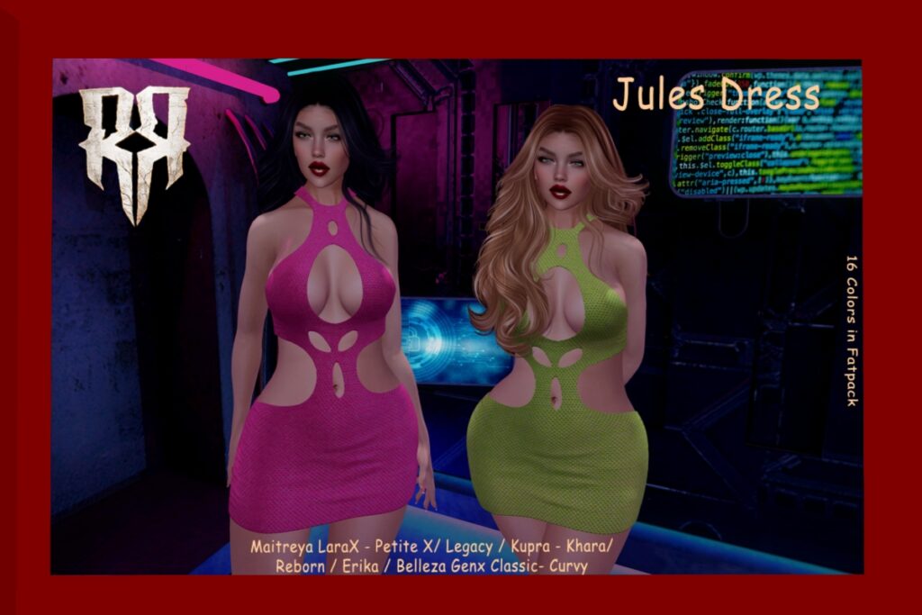 Jules Dress - Erika/GenX/Inithium/Legacy/MaitreyaX/Reborn/+mods, L$99 each/L$450 FP
