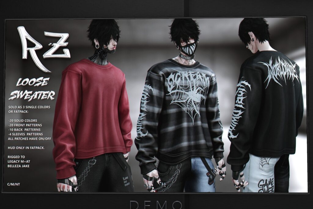 Loose Sweater - Jake/Legacy/+mods, L$350 each/L$1490 FP