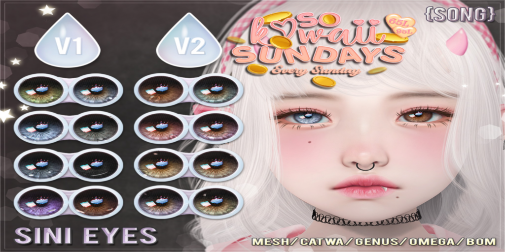 Sini Eyes - BOM/Catwa/Genus/Mesh/Omega	&lt;a href=&quot;http://maps.secondlife.com/secondlife/Meringue/61/83/1064&quot;&gt;Teleport&lt;/a&gt;