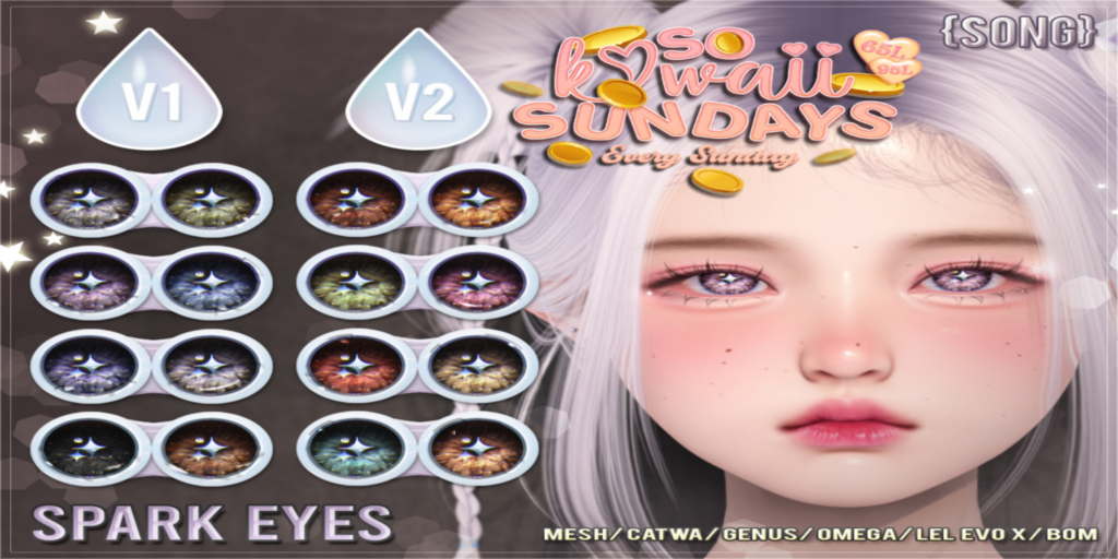Spark Eyes - BOM/Catwa/EvoX/Genus/Mesh/Omega	&lt;a href=&quot;http://maps.secondlife.com/secondlife/Meringue/61/83/1064&quot;&gt;Teleport&lt;/a&gt;