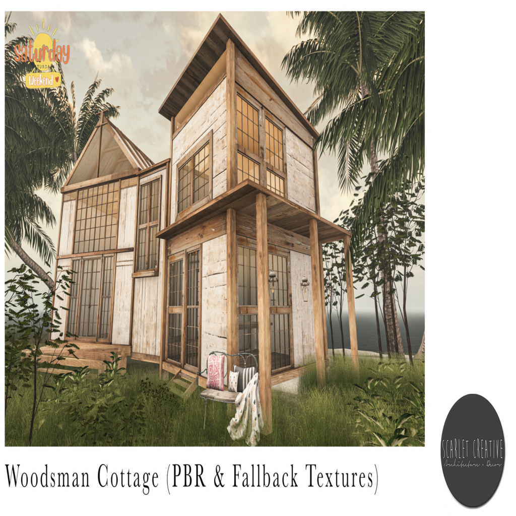 Woodsman Cottage	&lt;a href=&quot;http://maps.secondlife.com/secondlife/Scarlet%20Creative/61/66/22&quot; target=&quot;_blank&quot;&gt;Teleport&lt;/a&gt;