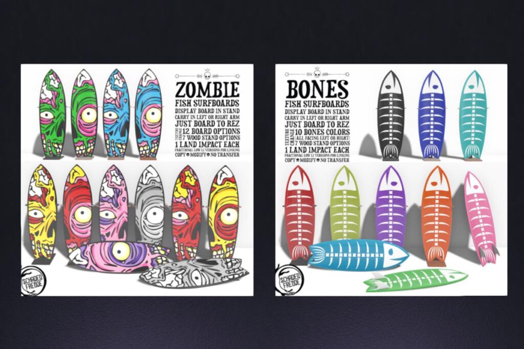 Fish &amp; Zombie Surfboard, L$188 each