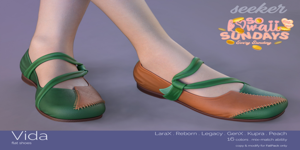Vida Shoes - GenX/Inithium/Legacy/MaitreyaX/Peach/Reborn	&lt;a href=&quot;https://maps.secondlife.com/secondlife/Taejin/201/79/2004&quot;&gt;Teleport&lt;/a&gt;