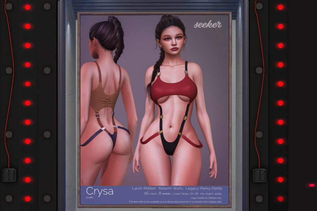 Crysa Outfit - Legacy/MaitreyaX/Reborn/+mods, L$349 each/L$1299 FP