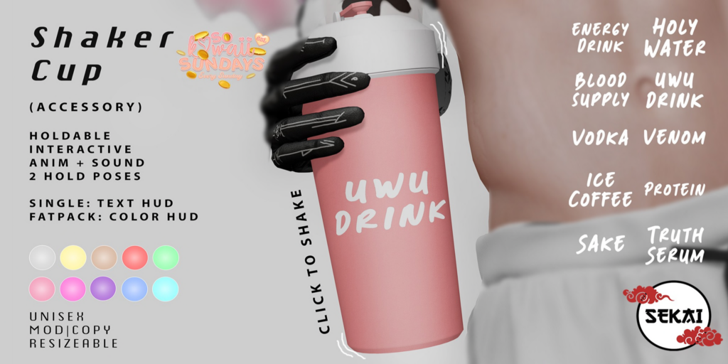 Shaker Cup Holdable	&lt;a href=&quot;http://maps.secondlife.com/secondlife/Hidden%20Oasis/71/176/23&quot;&gt;Teleport&lt;/a&gt;