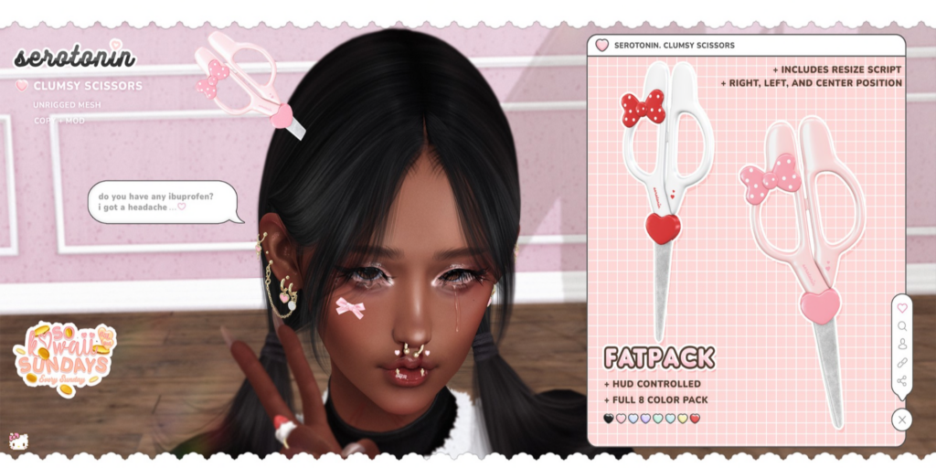Clumsy Scissors Accessories	&lt;a href=&quot;http://maps.secondlife.com/secondlife/Starry%20Isles/32/72/2200&quot;&gt;Teleport&lt;/a&gt;