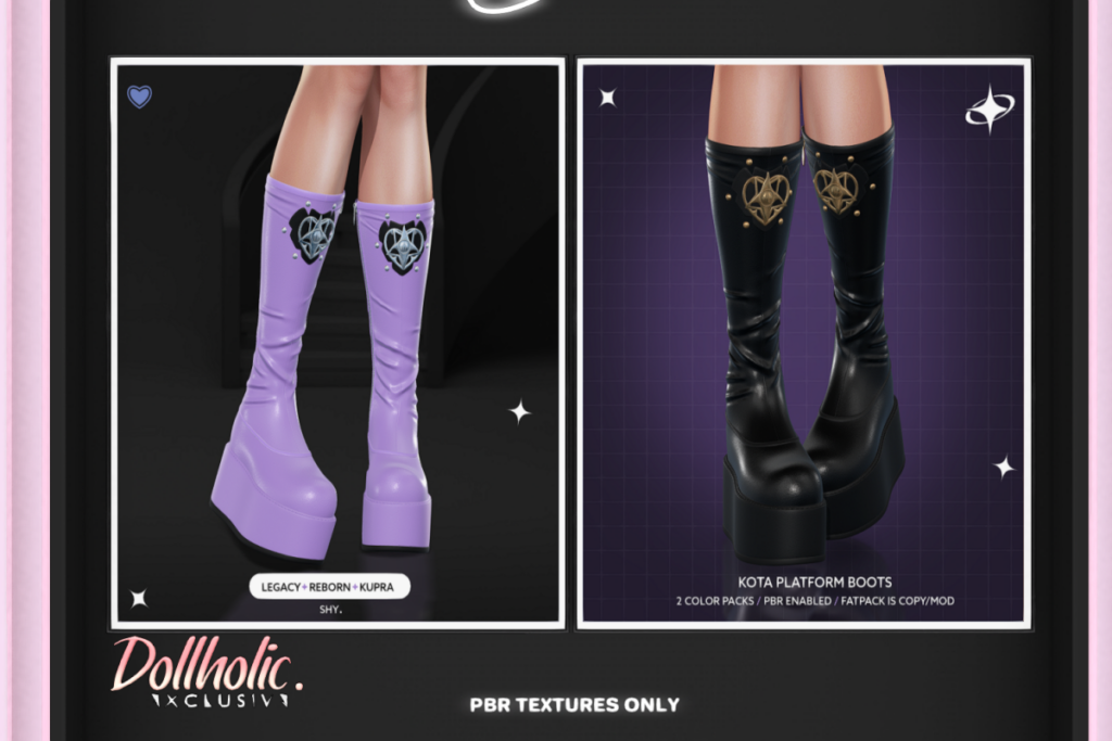 Kota Platform Boots - Inithium/Legacy/Reborn, L$324 each/L$648 FP