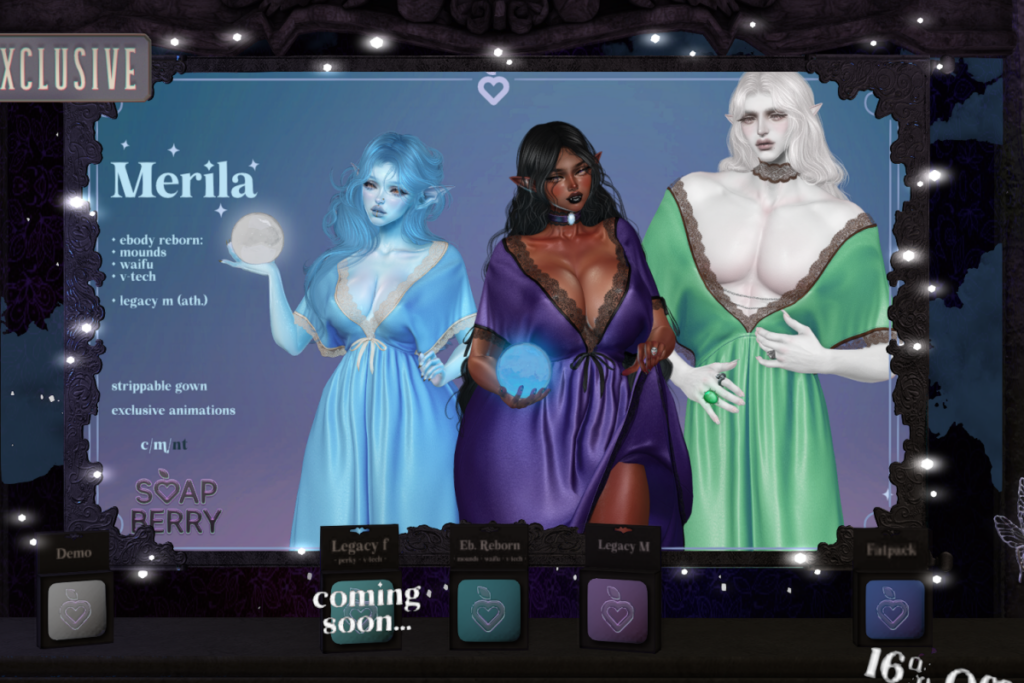 Merila Dress - Legacy M/Reborn/+mods, L$650 each/L$1638 FP