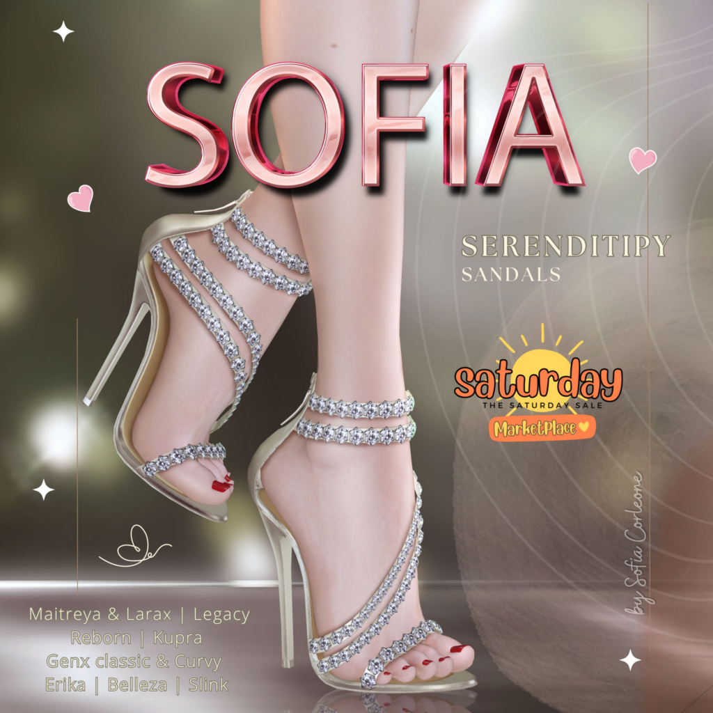 Serenditipy Sandals - see ad for fits	&lt;a href=&quot;http://maps.secondlife.com/secondlife/WIP/171/59/1502&quot;&gt;Teleport&lt;/a&gt;