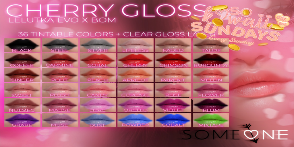 Cherry Gloss Lipstick - EvoX	&lt;a href=&quot;http://maps.secondlife.com/secondlife/Darling/183/180/25&quot; target=&quot;_blank&quot;&gt;Teleport&lt;/a&gt;