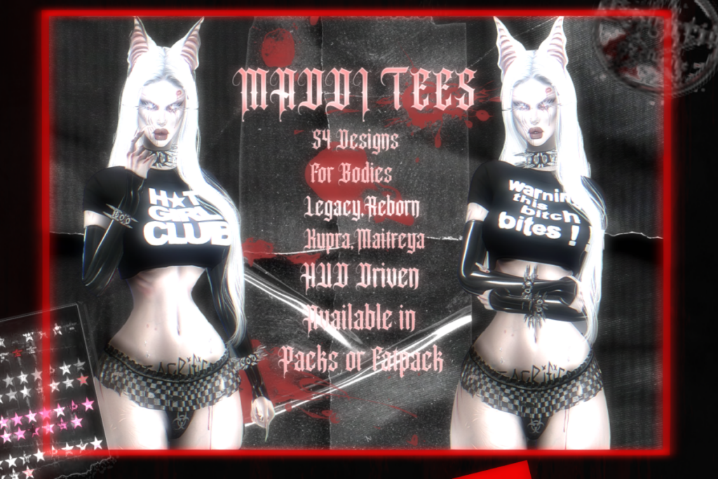 Maddi Tees - Inithium/Legacy/Maitreya/Reborn, L$350 each/L$666 FP